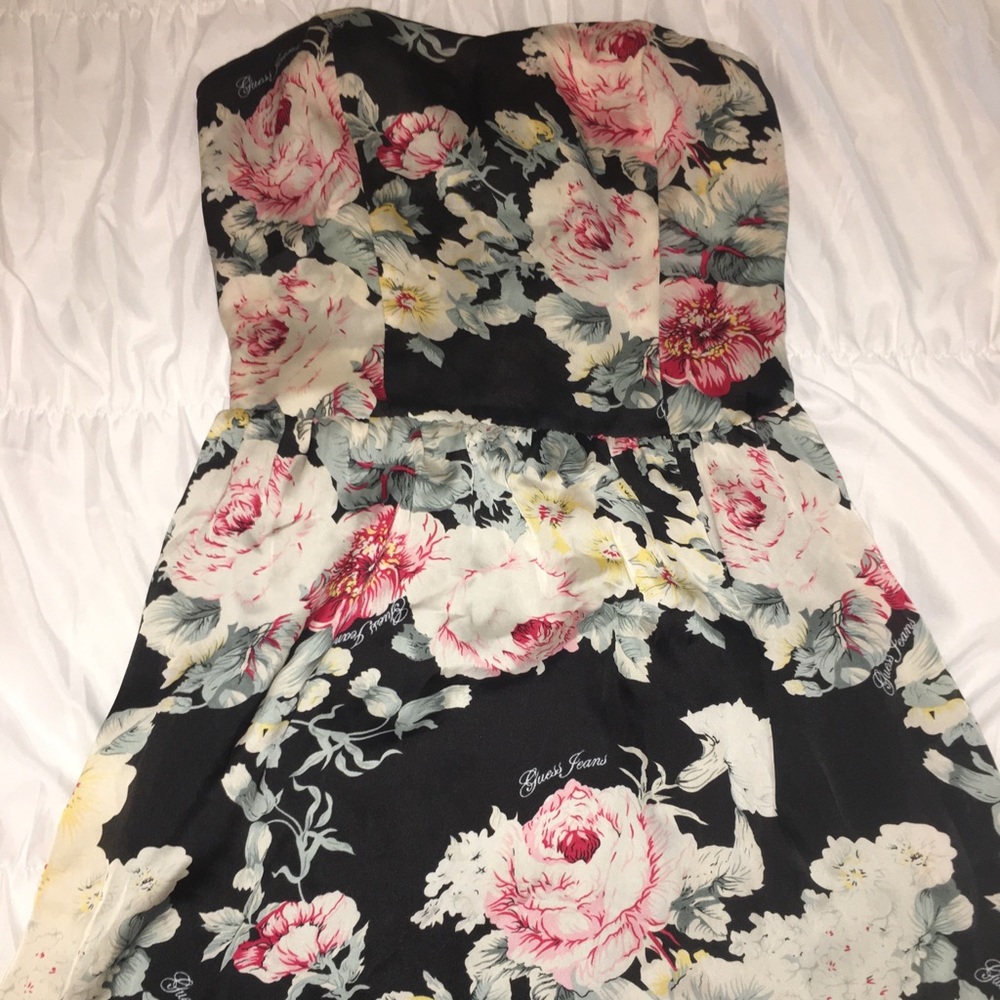 Guess black silk flower dress